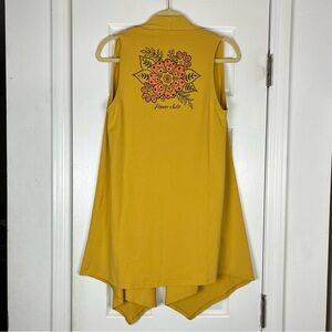 Soul Flower Organic Cotton Flower Child Open Waterfall Vest Boho Hippie Earthy